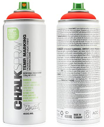Montana Cans Chalk Spray Paint RED Temporary Marking Eco-Friendly