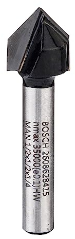 Bosch 1x PRO V-Nutfräser, W 90°, D 1/2“, S 1/4“ | für Weichholz, Hartholz, Ø 12,7 mm, Professional Zubehör Oberfräsen, Kantenfräse