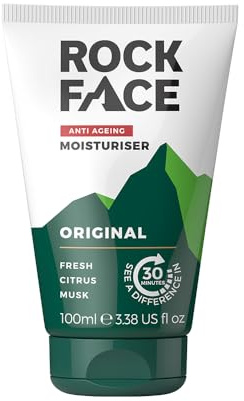 Rock Face Mens Moisturiser - Anti Ageing, Fast Absorbing Face Cream, 100ml, Combats Signs of Ageing, Fresh Citrus Scent