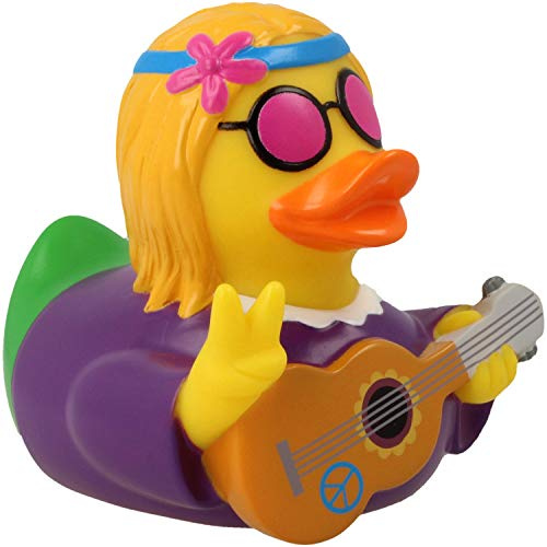 LILALU Share Happiness – Badeente für Kinder und Erwachsene – Quietscheente – Hippie Frau Ente