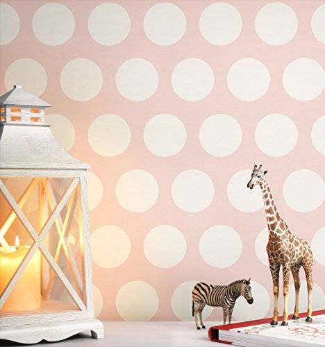 NEWROOM Tapete Rosa Vlies Punkte - Kinder Kinderzimmer Babytapete Creme für Babyzimmer Schlafzimmer