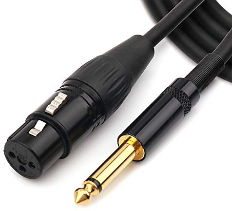 NANYI 6,35 mm (1/4 Zoll) TS Stecker auf XLR Buchse Interconnect Audio Mikrofonkabel, Schwarz/Alloy, Geeignet für Mikrofone, Aktive Lautsprecher, Bühne, DJ, Studio Audio-Konsole, 1.5M / 5FT