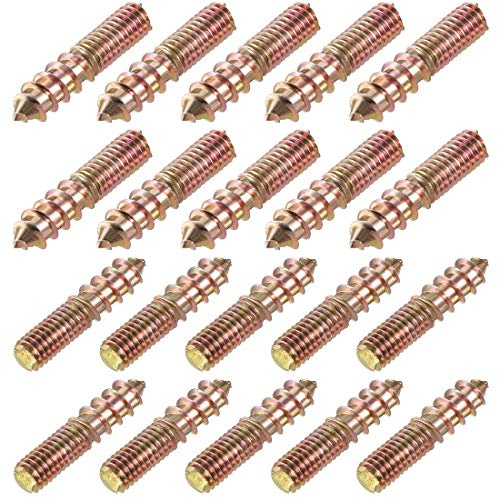 sourcing map M6 Stockschrauben, Länge 30 mm, Doppelkopfschrauben, selbstschneidende Schraube, 6 mm, Holzgelenk, Möbelbeine, 20 Stück