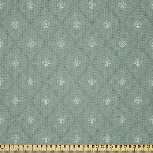 ABAKUHAUS Fleur De Lis Microfaser Stoff als Meterware, Retro königlichen Lilien, Deko Basteln Polsterstoff Textilien, 2M (230x200cm), Reseda Grün