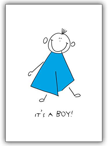 Kartenkaufrausch 16er Set: Fröhlich illustrierte Baby Gratulationskarte: It's a boy • liebevolle Willkommens Grusskarte, Geschenk-karte zur Geburt für Mutter und Kind für Mitarbeiter, Familie