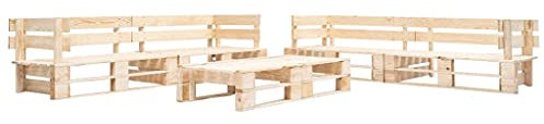 vidaXL Holz Garten Palettensofa 6-TLG. Sitzgarnitur Sofagarnitur Lounge Ecksofa Gartensofa Gartenset Gartenmöbel Palettenmöbel In/Outdoor Natur