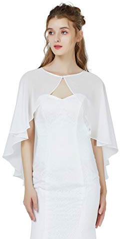 BEAUTELICATE mantello da donna Cape Chiffon Stola sciarpa retrò Bolero 1920s buste per matrimonio sposa abito da sera abito da sposa Feste Gala Stile lungo, avorio. Taglia unica
