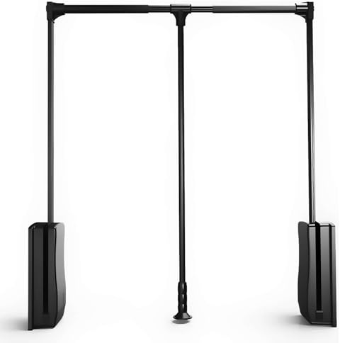 Modket Pull Down Wardrobe Closet Rod Lift Rail Matte Black Organizer Storage System Closet Hanger Rod for Hanging Clothes Space Saving Aluminum Adjustable (18-24 Inches)
