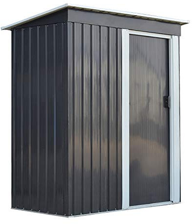 Panana 5x2.53FT Metal Garden Storage Shed Box Waterproof Building Foundation with Sliding Door Outdoor Furniture Gray