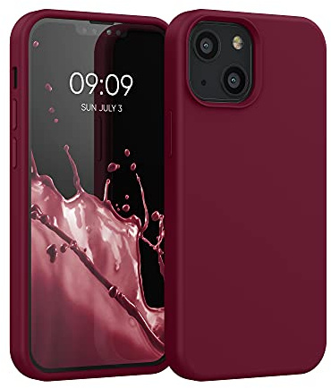 kwmobile Handyhülle für iPhone 13 mini Hülle, für iPhone 13 mini Case - Hülle Silikon - kabelloses Laden - Rhabarber Rot