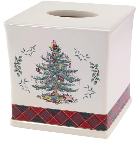 Avanti Linens Tartan Spode Weihnachtsbaum-Kollektion mit Tartanmuster, Mehrfarbig, Tissue Cover | Weihnachtsdesign, Standard-Größe, dekorativer Taschentuchhalter, Schminktisch und Arbeitsplatte, leicht zu reinigen
