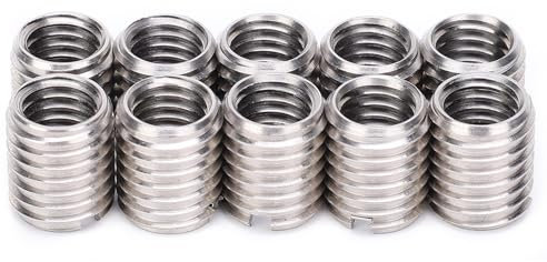 10 Piezas Interior M8 * 1,25 Exterior M10 * 1,5 Largo 12 MM Orificio Inferior 9,0 MM Tuerca de Inserción de Acero Inoxidable Manguito de Reparación Tornillo de Buje Roscado