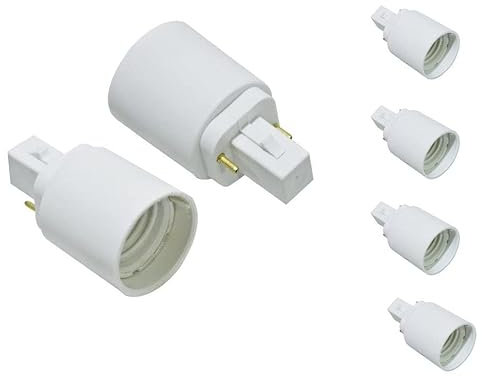 Generico ECI ELETTROFORNITURE KIT 5PZ ADATTATORE PER LAMPADA, DA G24d (2 pin) A E27