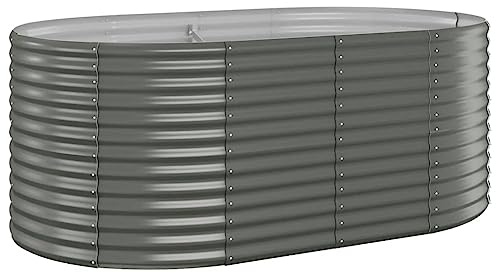 vidaXL Hochbeet, Wetterfestes Hochbeet für Garten Balkon Terrasse, Kräuterhochbeet zum Selber Bauen, Pflanzkasten aus Metall, Verzinkter Stahl Grau