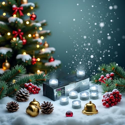 Afoosoo 20 flammenlose Weihnachten LED Teelichter, Batteriebetriebene wasserdichte Tauchen Dekorative Lichter für Vase, Aquarium, Mittelpunkt, Weihnachtsfest,Halloween Kürbis Lichter (PT-White)
