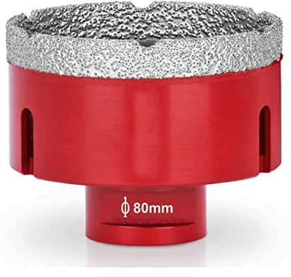 Foret diamant Scie cloche 80 mm M14 Filetage diamant Scie cloche pour carrelage avec revêtement diamant Acier au carbone pour porcelaine, carrelage, céramique, granit, marbre, rouge
