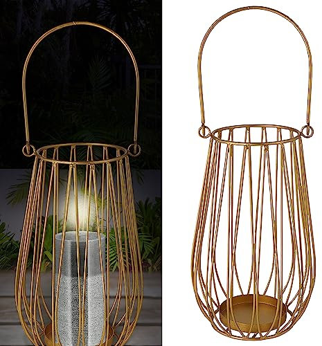 Laterne aus Metallstreben | Eisen schwarz H50cm | Gartenlaterne Teelichthalter Windlicht