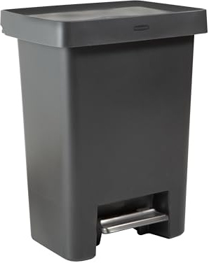 Rubbermaid High-Capacity Step-On Trash Can, 19 Gallon, Single or Dual Stream Trash or Recycling, Charcoal, Stainless-Steel Pedal, for Home/Kitchen/Garage/Apartment