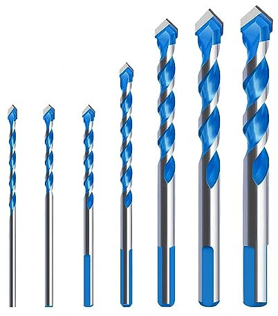 Qrity Brocas con Punta Juego de Brocas con Punta de Carburo para Azulejos, Metal, Vidrio, Baldosas Cerámica de Porcelana, Ladrillo, Plástico y Madera - 3mm/4mm/5mm/6mm/8mm/10mm/12mm