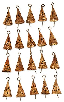 Weihnachtsglocken zum Basteln und Dekorieren, rustikale goldfarbene Glöckchen, 5,7 cm, handgefertigte Zinnglocken mit Ausschnitt-Design, Vintage-Bauernhaus, Hexenglocken, Boho-Weihnachtsschmuck und