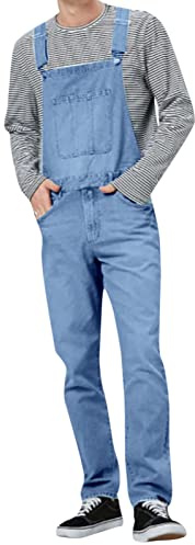 Peto para hombre, pantalones de trabajo vaqueros con tirantes, mono vaquero para hombre, ropa de calle, tirantes ajustables, pantalones vaqueros retro destruidos, ajustados, pantalones funcionales