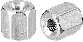sourcing map 5 Stück Langen Sechskantmuttern M3 x 0.5 Abstand 6mm Länge Kupplung Muttern 304 Edelstahl Metrisch Sechskant Stab Kupplung Muttern