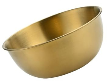 AMYSTY Ensaladera de Acero Inoxidable,Cocina Mezclar Cuencos de Preparación Metal Durable Fácil de Limpiar, para Cocina, Acampar al Aire Libre, Picnic(Size:17cm,Color:Oro)