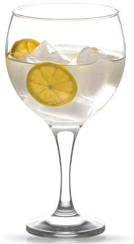 Acan Tradineur - Set de 6 copas de cristal “Misket” para cócteles, combinados, vino, agua, aptas para lavavajillas, elegantes, fiestas (260 ml, 16 x 8 cm)