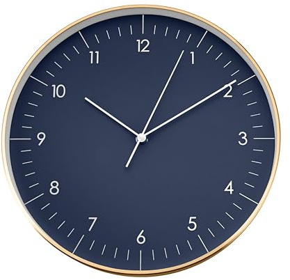 LUUK LIFESTYLE Horloge Murale à Quartz, Mouvement Silencieux, Bleu Foncé | 31 CM, Sans Tic-Tac, Design Nordique et Scandinave, Idée de Cadeau Pour Pendaison de Crémaillère, Décoration D'intérieur
