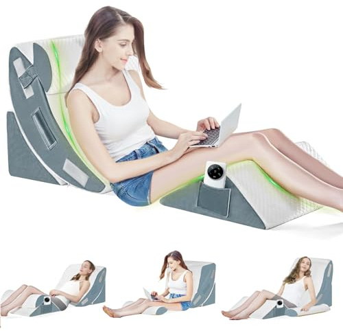 BSTGEKELY Lot de 4 oreillers orthopédiques inclinés pour soulager la douleur du dos, du cou, du genou, avec housse lavable