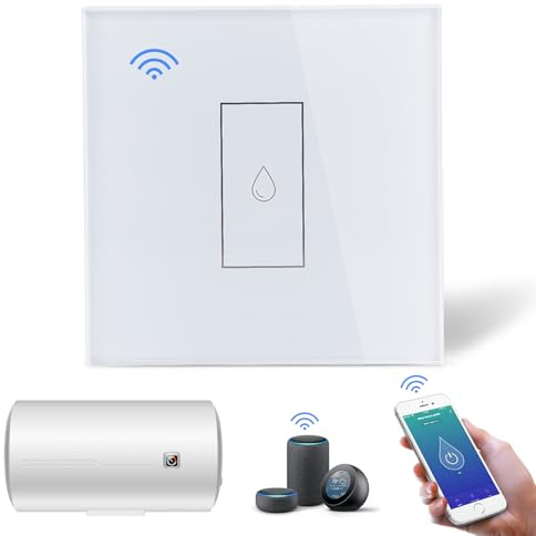 Smart Immersion Heater Timer, 40A 8000W WiFi Smart Switch with Timer | Touch Boiler Switch Works with Amazon Alexa & Google Assistant (White)