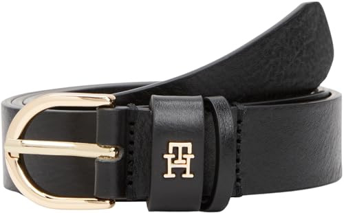 Tommy Hilfiger Damen Gürtel Essential Effortless 2,5 cm Ledergürtel, Schwarz (Black), 80 cm