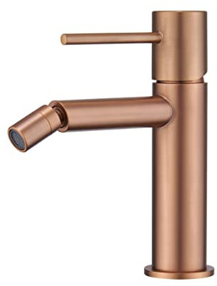 GALYON IMEX - Rubinetto per bidet monocomando serie Monza con cartuccia ceramica Ø26 mm TOP, attacco Flexos 3/8, design compatto per bagni moderni (oro rosa spazzolato)