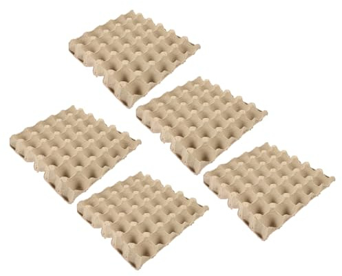 IMIKEYA Contenitori 5 Pezzi da 30 Scomparti Beige in Polpa di Carta di Carta Impilabili Design Resistente per Uova per Conservazione e Trasporto Uova