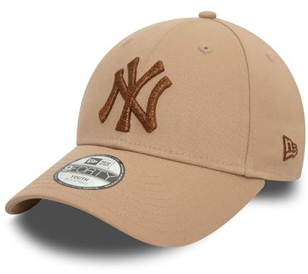 New Era New York Yankees Baseball Cap Kinder Junge Mädchen Metallic Logo NY verstellbare Kappe beige - Youth