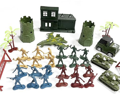 lomdung 27 Stück Soldatenfiguren mit 11 Stück Waffenzubehör, Mini Figures Military Kit, WW2 Armee Spielzeuge zum Figuren, Militärarmee Spiel für Geschenke ab 6 Jahren Jungen oder Erwachsene
