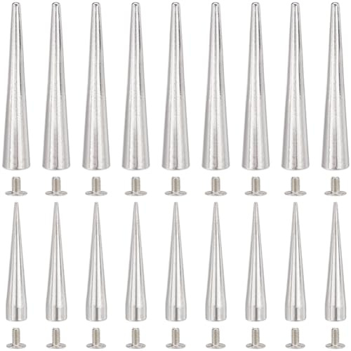 GORGECRAFT 30 Set 2 Größen 54 Mm 38 Mm Große Silberne Spikes Und Nieten Metallischer Kegel Punk Metall Baumniete Schraubniete Aufschraubbarer Kegel Lange Kupfer Kugelnieten Für Rock Leder Bekleidung