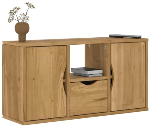 Gecheer ODDA Meuble TV avec tiroir 79 x 24 x 40 cm en bois de pin massif, meuble de salon moderne, support meuble, buffet, étagère de salon, chambre décoration