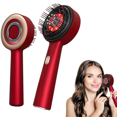 WingFly Kopfmassagegerät Elektrisch, 2-in-1 Kopfhaut Massagebürste Elektrisch und Haaröl Applikator, 3 Modi Elektrische Haarbürste mit Rotlicht Serum-Flüssigkeitskabine, 360° Knetmassage