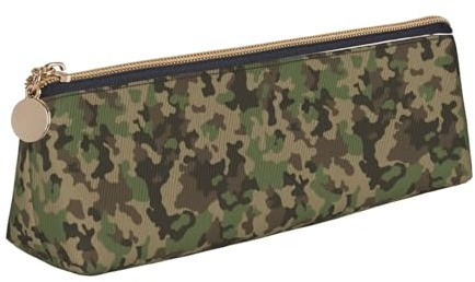Bkdogkt Federmäppchen mit grünem Camouflage-Druck, dreieckig, für Stifte, Make-up, Kunstbedarf, Alltagsgegenstände, Weiß, One Size