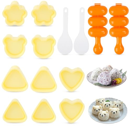 Sushi-Zubereitungsset, Onigiri - 2er Set, 14 Stück - verschiedene Formen für Sushi, Onnigiri zum Dinner Bento und Basteln, Kinderreis-Form zum Mittagessen Bento