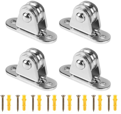 SWAWIS 4/8/12 Stück Umlenkrollen für Seile, Metall Umlenkrolle Klein mit Kugellagern, Seilrolle mit Montageschrauben für Sonnensegel Wellenschatten Gewächshaus Wäscheleine(61x21mm)