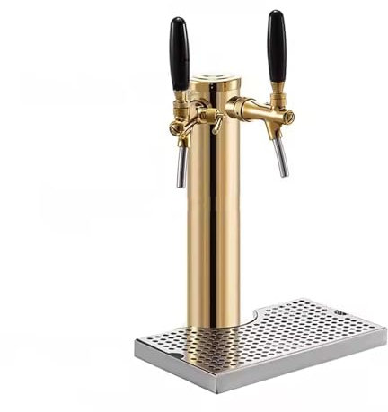 NJDQFA Kit Colonne à Bière Robinet, Kit Colonne à Robinet de Bière en Acier Inoxydable, avec Plateau d'Égouttage, pour Bar, Hôtel, Cadeau fête des pères, Cadeaux pour Hommes,2 taps + Drip Tray