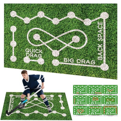 NELOMO Feldhockey-Trainingsmatte – 1,5 m × 90 cm Kunstrasen-Pad | Stickhandling Zonen & realistischer Rasen für Heimübungen für Hockey-Enthusiasten