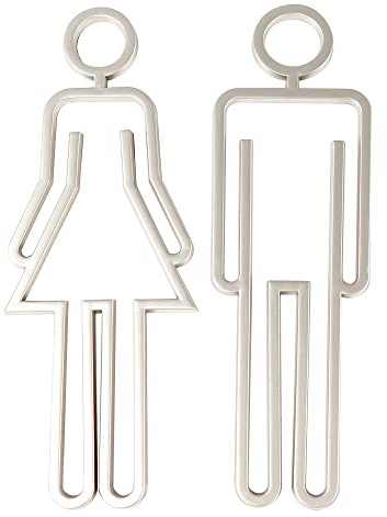 Acryl-Toiletten-Symbol, selbstklebendes Badezimmerschild, Herren- und Damen-WC-Schild, Toilette, Identifikationsschilder für Hotel, Büro (Silber)