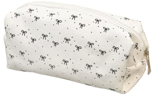 FVPKYUR 18,5x6,5x7,5cm Federmäppchen Mit Schleife, Mäppchen Aesthetic Federmappe, Stifteetui Organizer, Teenager Etui Schule, Multifunktionale Stiftebox Mit Reißverschluss Für Jugendliche Erwachsene