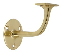 Infinity Decor Polished Brass Wall Mounted Handrail Bracket – Heavy Duty Banister Rail Brackets Wall Mount Railing Support Bracket