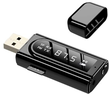 NUOBESTY Adattatore Audio Wireless 2 in 1 Ricevitore Trasmettitore Fm Led Per Auto Jack Aux 3,5 Mm, Compatibile Per Streaming Stereo a 10 M, Per Dispositivi Mobili e Stereo Domestico, Nero