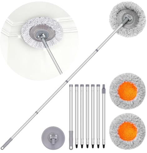 Venuso Wall Mop, Professional 264cm/ 157cm Wall Cleaner with Long Handle, Wall Cleaner for Painted Walls with 2 Reusable Pads (Grey)