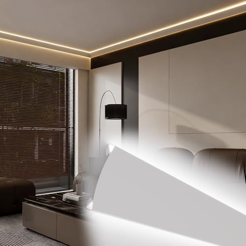 Applique da Parete a LED per Camera da Letto, Canale di Finitura per soffitto, battiscopa, Profilo in Alluminio per Striscia Decorativa (15 m/49,2 Piedi)